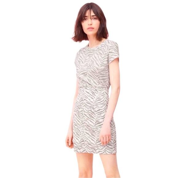 Rebecca Taylor La Vie Ziger Denim Mini Skirt in Cream Combo Beige White Size 24 - Picture 3 of 8